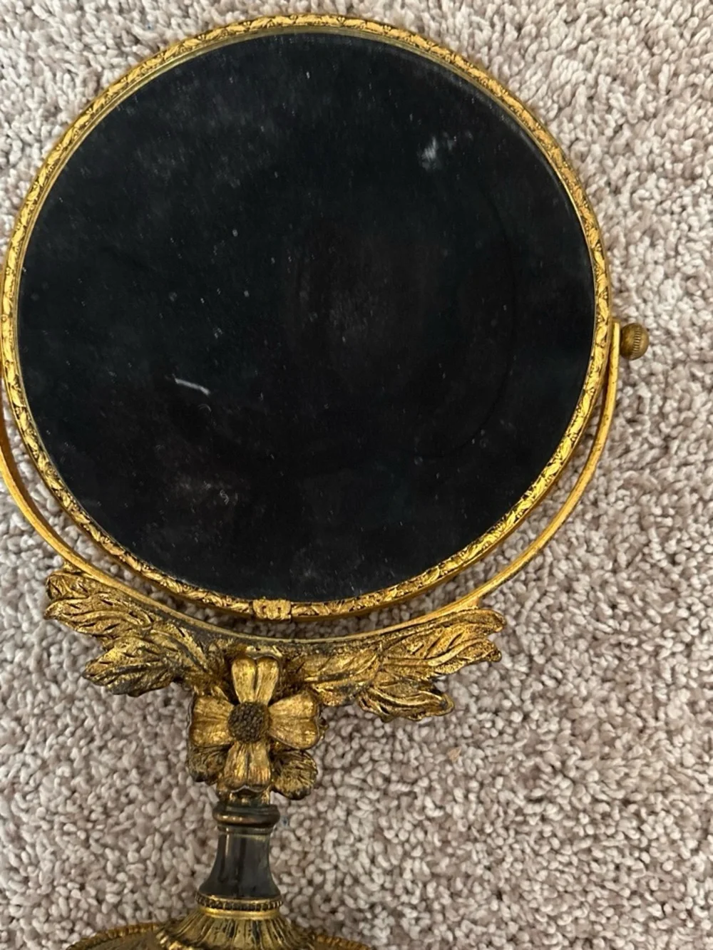 Vintage Gold Floral Table Mirror - Gold Vanity Mirror